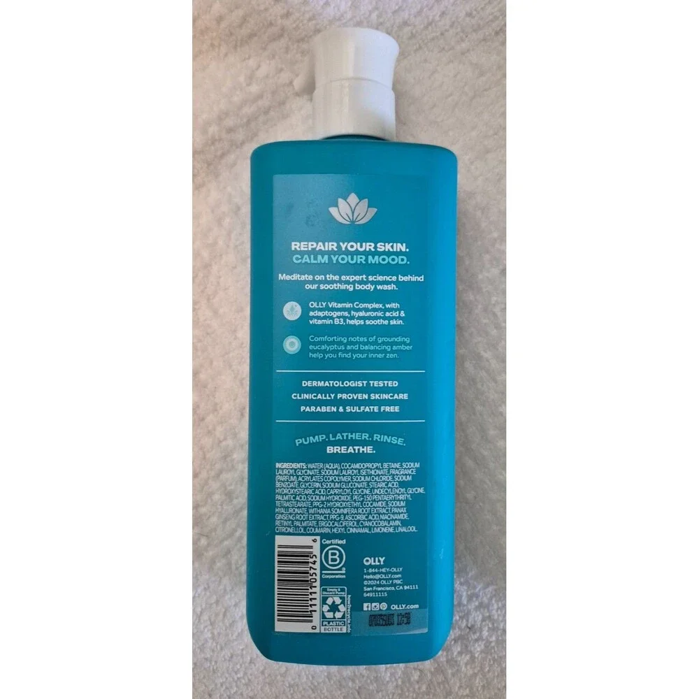 Olly CALM Body Wash Mood + Skin Vitamin Infused Comforting l7 Fl Oz